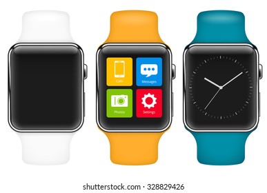 Vector template of smart  watch with different colors wristlet