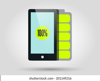 Vector template smartphone with battery life icon
