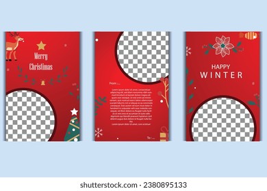 Vector template Social media post, banner, poster Merry Christmas celebration and decoration for price promotions in winter, Christmas in December.