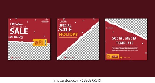 Vector template Social media post, banner, poster Merry Christmas celebration and decoration for price promotions in winter, Christmas in December.