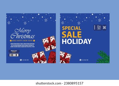 Vector template Social media post, banner, poster Merry Christmas celebration and decoration for price promotions in winter, Christmas in December.