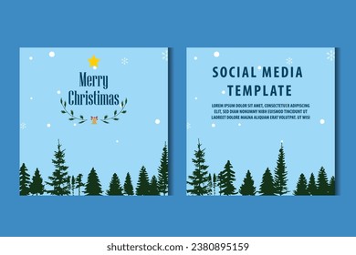 Vector template Social media post, banner, poster Merry Christmas celebration and decoration for price promotions in winter, Christmas in December.