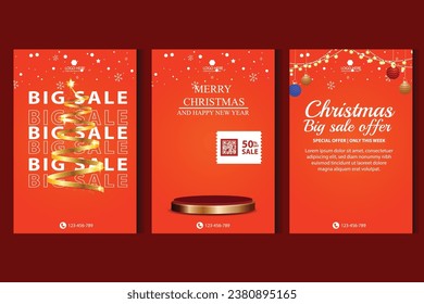 Vector template Social media post, banner, poster Merry Christmas celebration and decoration for price promotions in winter, Christmas in December.