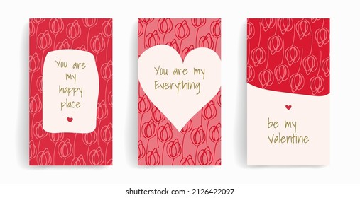 Vector template for social media posts, stories, banners, mobile apps, web, advertising. Hand drawn gift tags, labels or poster collection for lovers and valentine's day or wedding