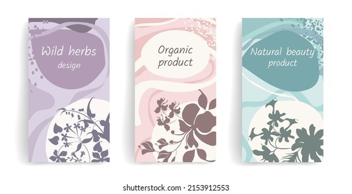 Vector template for social media posts, stories, banners, mobile apps, cover, packaging, cosmetics, web, advertising. Simple design with copy space for text. Warm pastel colors, pink, blue, purple