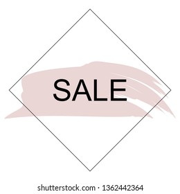 Vector template for social networks. Brush stroke. Beige and white abstract background. Sales template.