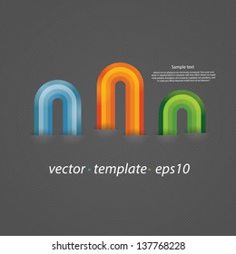 Vector template with space for your content. Three wavy stripped elements. Three variants, offers, choices. Fresh colors. Labels with space for your text.