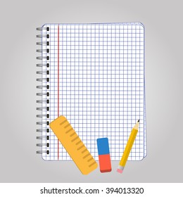 Vector template of spiral math notebook. Vector illustration