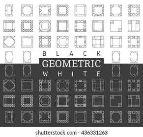 Vector template square collection of photo frames. Set line design elements. Collage geometric shapes