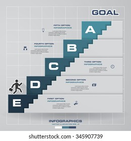 Vector template for a step by step/ 5 steps graphic or website layout. Vector.