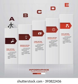 Vector template for a step by step/ 5 steps graphic or website layout. Vector.