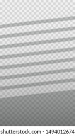 Vector template with strips or window jalousie shadow overlay on transparent background. Trendy mockup with window shadow. Abstract background with copy space for text, offers, sale, advertising.
