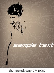 Vector template. The stylish girl on an abstract background