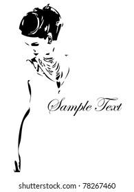 Vector template. The stylish girl on a white background.