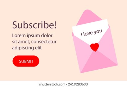 Vector template for subscribe with envelope