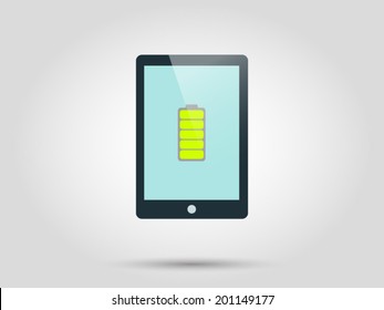 Vector template tablet with battery life icon