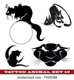 Vector template tattoo: cats on different topics
