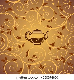  vector template with tea kettle and floral elements