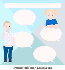 vector template for text with a boy and a girl