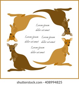 Vector template for text with cute cartoon kangaroo. Australia.