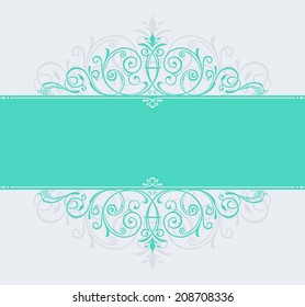 vector template for text. vintage frame decorated with antique ornaments green