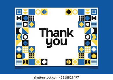 Vector template thank you card with geometric shapes