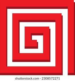 Vector template of a three-dimensional maze of red color on a transparent background