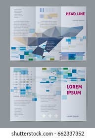 Vektorvorlage für dreifache Broschüre, Zeitschrift, Flyer. Glitztes Pixelmosaik.