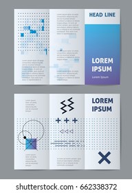 Vector template for threefold brochure, magazine, flyer. Glitched pixel mosaic.