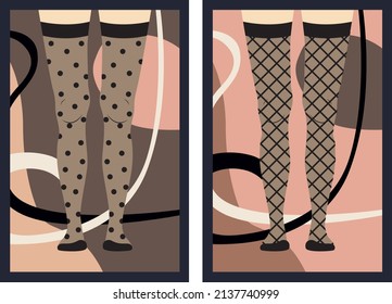 Plantilla vectorial con pesas en las patas. Formas simples abstractas y coloridas. Diseño de promoción para medios sociales, logo para tienda, salón de belleza.