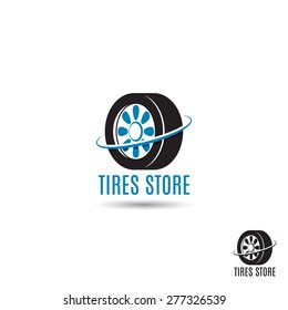 Vector template of tires store logo. Logo template for your design. 