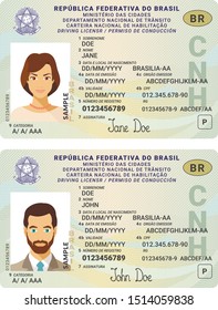 Vector template of toy driver license plastic card for Brasil