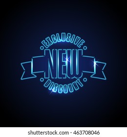 vector template of trade decrease seal in blue neon design classic nocturnal isolated special black digital new fashionable mark storehouse deal blue glow fancy lighting aged excellent twist tradition