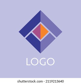 vector template for trademark in geometric style in the form of a cut quadrilateral 