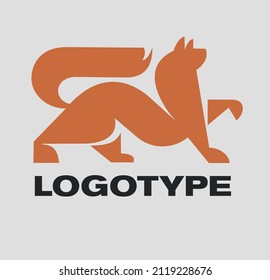 Vector template for a trademark with a silhouette of a wild animal 