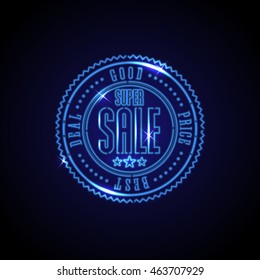 vector template of transfer reduction seal in blue neon design classical night isolated unique black numeric new modern nocturnal mark depot marketing blue glitter fancy lighting vintage best turn val