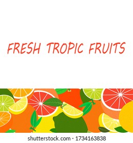 Vector template with  tropic fruits.