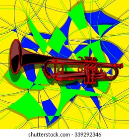 Vector template trumpet in the avant-garde background.