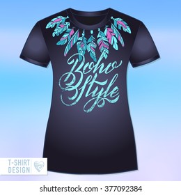 Vector Template T-SHIRT Boho Style