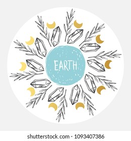 Vector template for t-shirt print, invitation card and other designs in boho style
