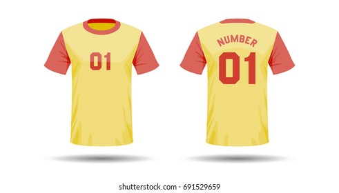 Vector template of T-shirt sport design on white background with shadow in double colors.