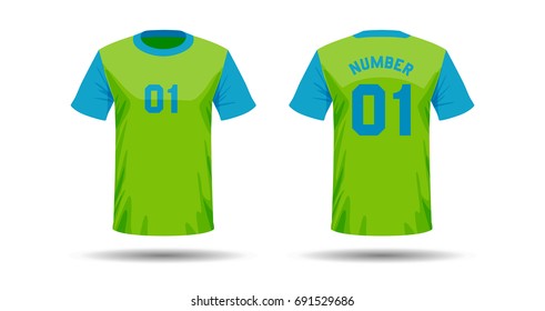 Vector template of T-shirt sport design on white background with shadow in double colors.