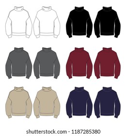 Vector Template For Turtle Neck Sweaters