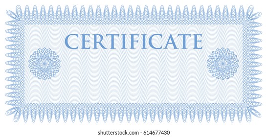 Vector template - use for certificate, currency and diplomas. Place for your text. Blue.In width. Eps 10. 