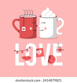 Vector template for a Valentine's Day holiday greeting card