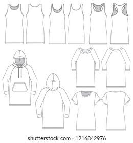 Vector template for various women's dresses