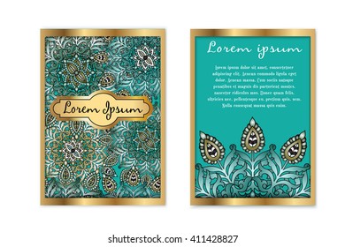 Tarjeta de regalo vintage de plantilla vectorial. Fondo del patrón de mandala floral. Diseño nacional. Motivos islámicos, árabes, indios y otomanos. folleto para tiendas, spa, yoga, belleza. - vectorial de calcetines