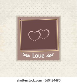 Vector template vintage photo frame for your photo. Insert your picture from wedding. Scrapbook concept.