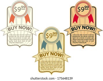Vector template of vintage style price tags