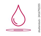vector template water icon blood liquid falling. simple. line design